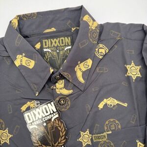 Dixxon Flannel Company Mens XL Black Western Cowboy Print Button Up Short Sleeve